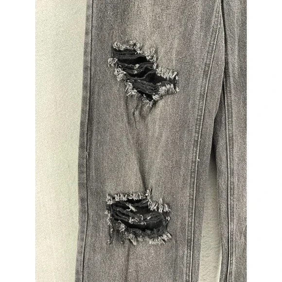 BP Jeans Women's Sz 24 Black Distressed Ripped‎ Wide Leg Pockets Low Rise NWT - Picture 3 of 13